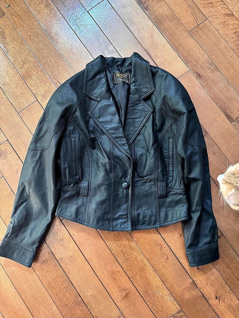 Sinful Black Leather Moto Jacket Size Large